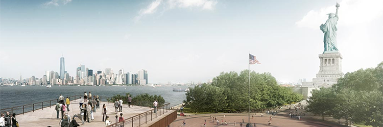DeSimone Consulting Engineers, FXFOWLE and ESI Design top off Statue of Liberty Museum; 26,000 s/f center expected to achieve LEED Gold 